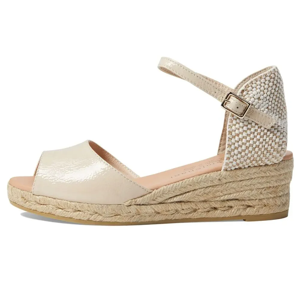 ERIC MICHAEL® CASH WEDGED SANDALS FOR WOMEN – CREAM EU 37 US 6.5-7